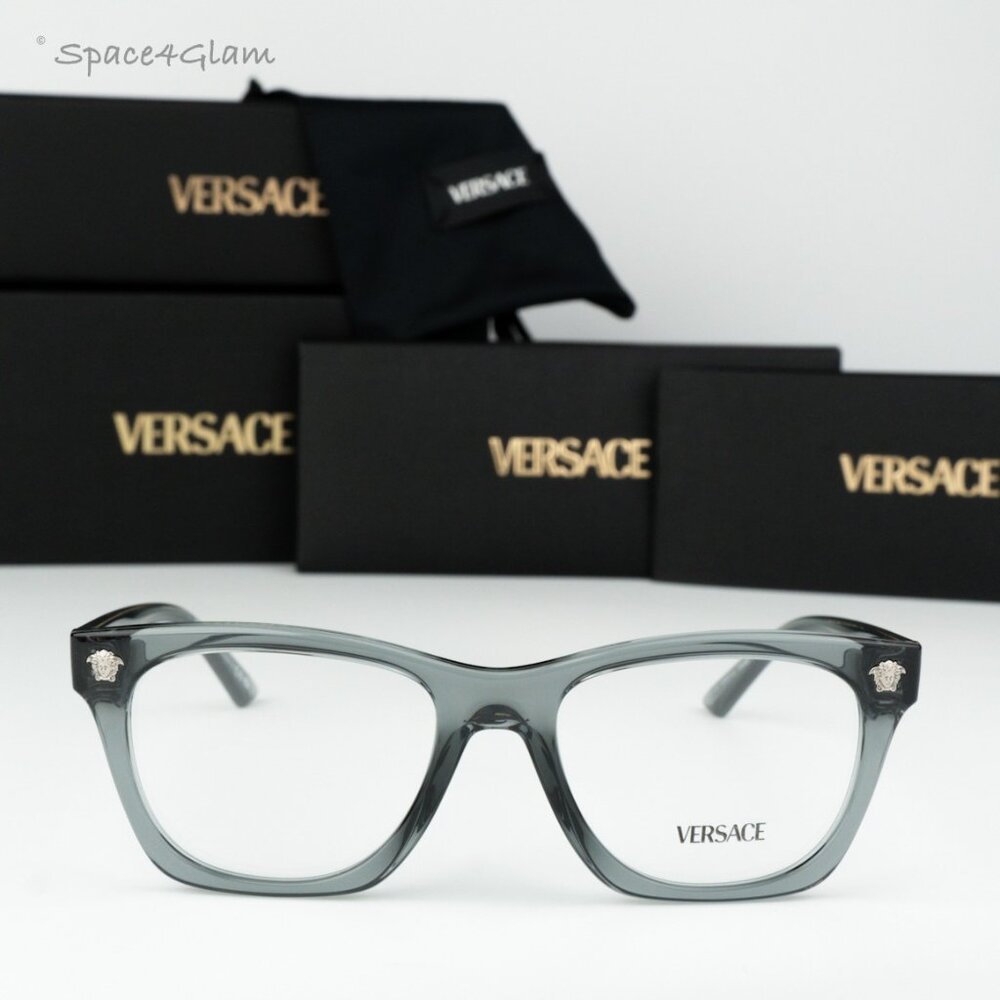 BRAND NEW Versace VE3363U 5496 Grey Demo Square Unisex Eyeglasses VE 3363U